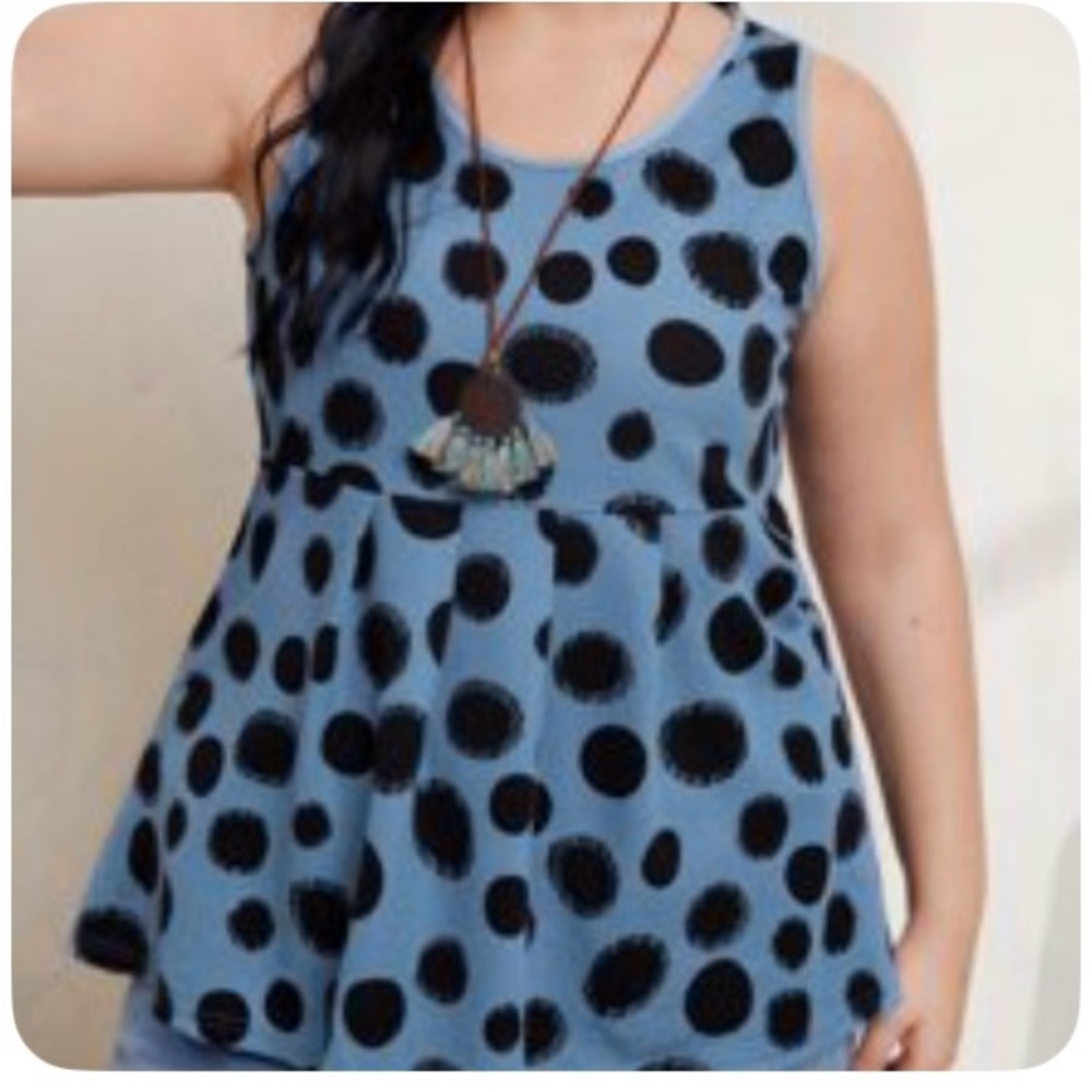 EMERY ROSE 2X Blue with Black Polkadots Tank
